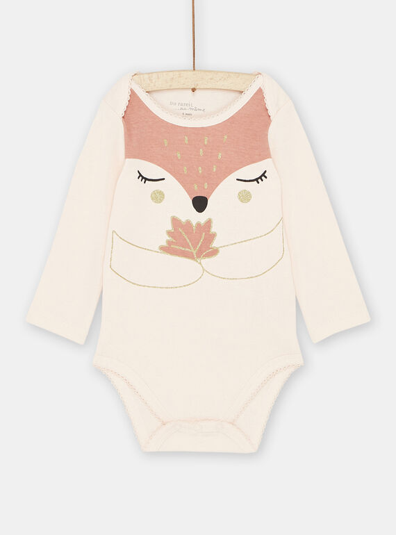 Baby girl pale pink bodysuit with fox motif SEFIBODFOX / 23WH1364BDL301