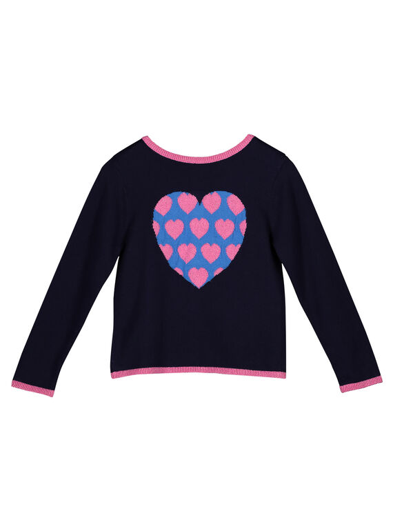 Girls' heart pattern cardigan GABLECAR / 19W90191CAR070