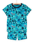 Turquoise t-shirt and shorts with animal print REGOPYCJUN / 23SH12H3PYJ202