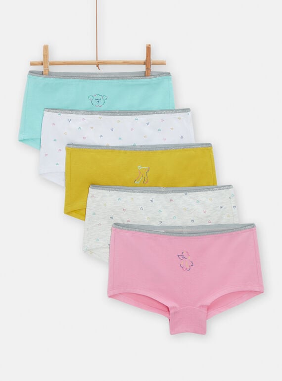 Set of 5 assorted multicolored shortys for girls TEFAHOTSEM / 24SH1162SHYC242