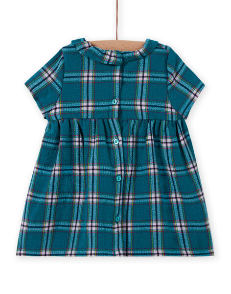Baby girl's turquoise check and patterned dress MITUROB3 / 21WG09K1ROBC217