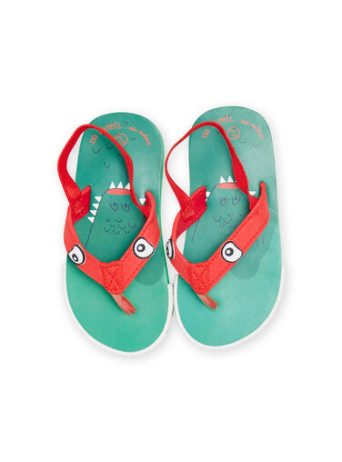 Green and red flip-flops with crocodile print child boy NOTONGCROC / 22KK3681D01050