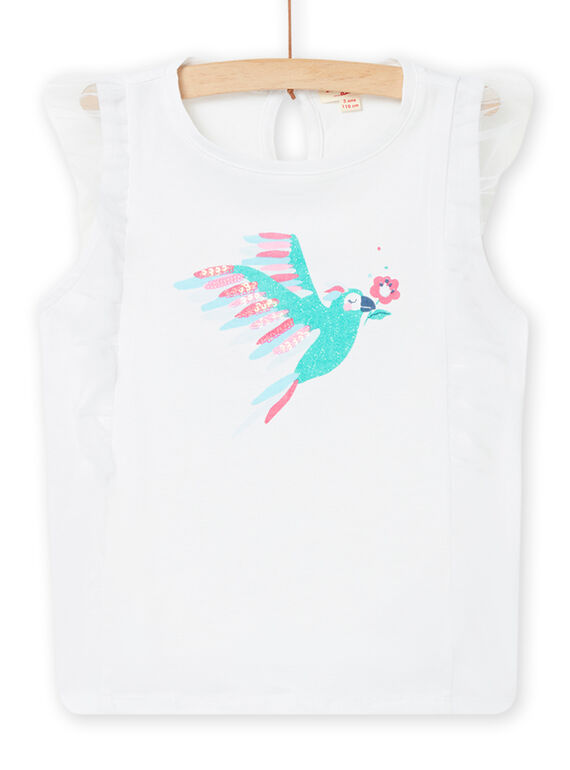 White tank top with parrot animation child girl NAVOTI / 22S90131TMC000