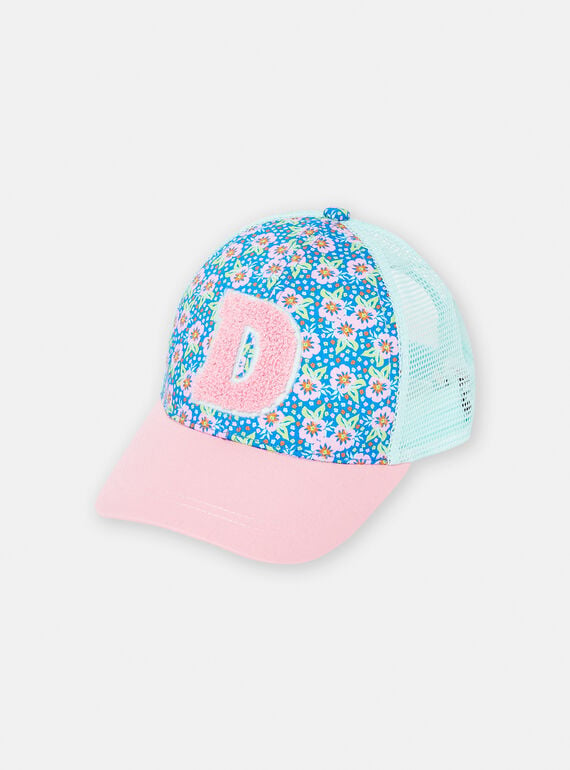 Pink and blue cap with floral print for girls TYACAP4 / 24SI01F2CHA318