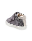 Grey glitter leather and leopard print sneakers PIBASLEO / 22XK3781D3P940