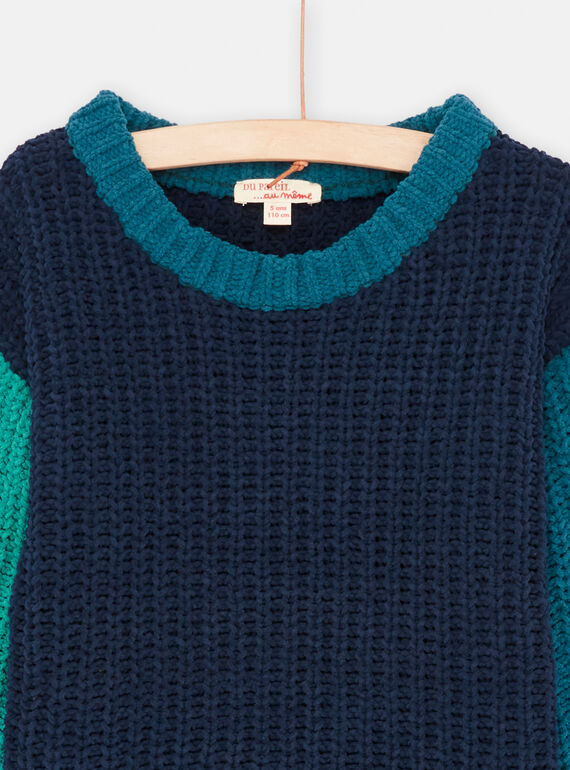 Boy's blue and green colorblock sweater SOJOPUL3 / 23W902M1PUL705