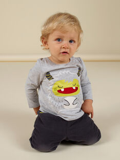 Baby boy's embroidered grey t-shirt MUHITEE1 / 21WG10U3TML943