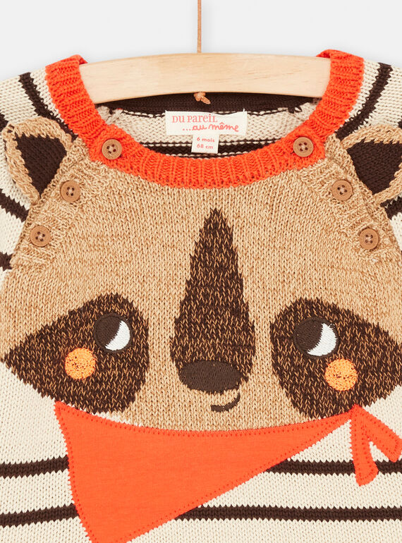 Baby Boy Brown and Orange Stripe Sweater SULOPUL / 23WG10R1PUL009