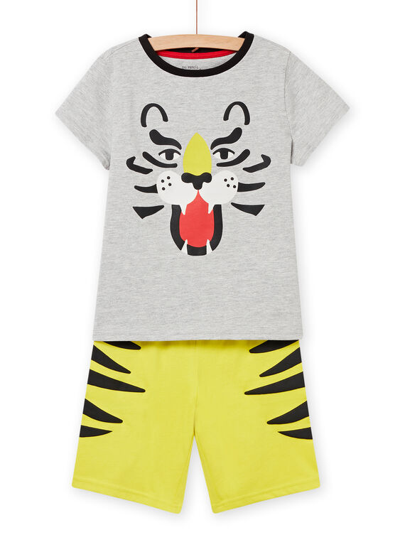Grey and yellow pyjama set with tiger print child boy NEGOPYCLEO / 22SH12H9PYJJ922