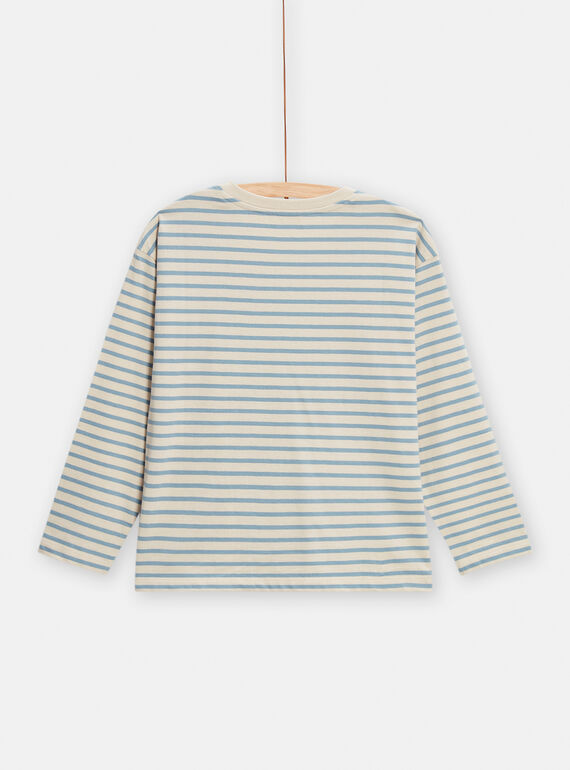 Boy's blue striped T-shirt TODETEE1 / 24S902J1TMLC206