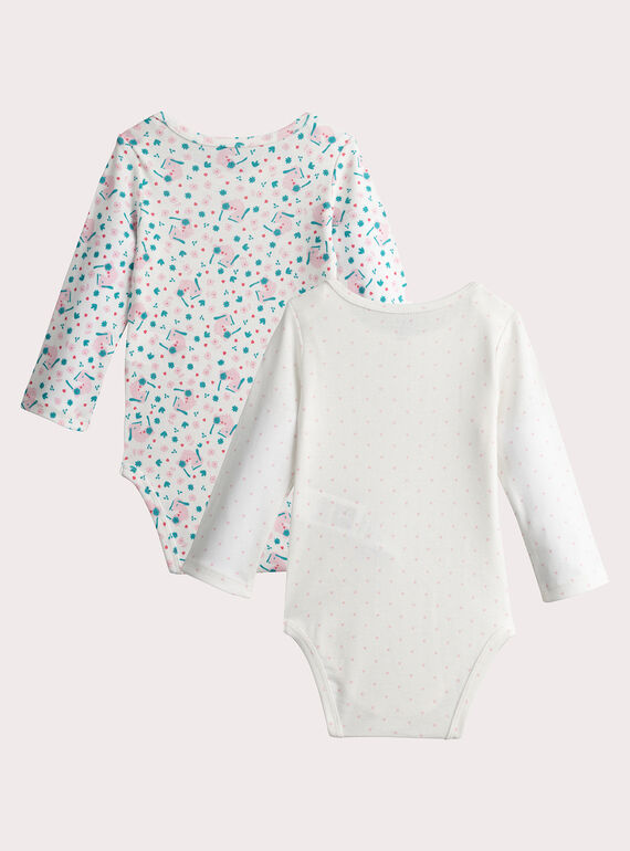 Set of 2 long-sleeved printed bodysuits for baby girl  VEFIBODDOG / 24WH1381BDL001
