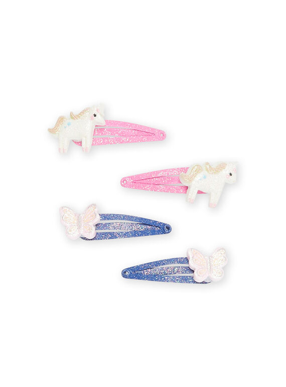 Set of 4 blue and pink hair clips RYAJOCLIC3 / 23SI01B1BRTK008