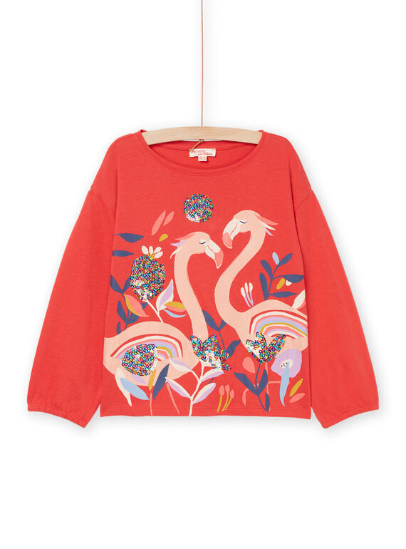 Sequins and sequins t-shirt with fancy patterns RAPURTEE2 / 23S901L1TMLF503