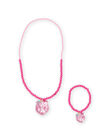 Childrens pink pearl necklace and bracelet with tiger pendant MYAJOCOU2 / 21WI01S2CLI961