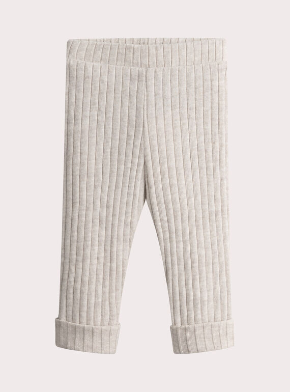 Ecru leggings in rib for baby girl  VYIJOLEGCO1 / 24WI09G2CALA011