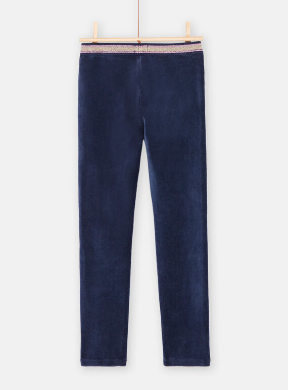 Girl's navy blue velvet pants SAJOMIL3 / 23W901M1PAN070