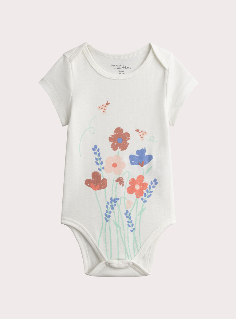 Set of 2 floral print bodysuits for baby girl  VEFIBODCOX / 24WH1385BDL309