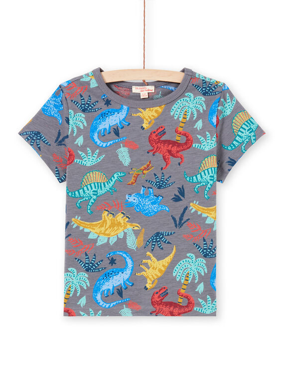 Boy's grey t-shirt with dinosaur print MOPATI3 / 21W902H1TMCJ913