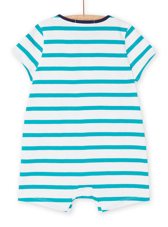 Turquoise short jumpsuit with stripes print RUPLACOM2 / 23SG10P2CBL202