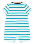 Turquoise short jumpsuit with stripes print RUPLACOM2 / 23SG10P2CBL202