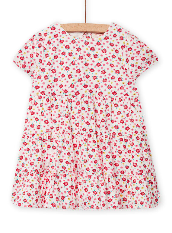 Baby girl's flowery dress in ecru NIFLAROB1 / 22SG09R3ROB001