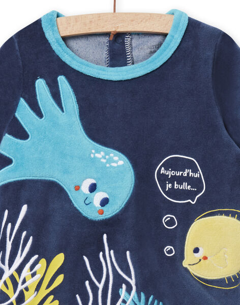 Baby boy's velvet T-shirt and pants set with sea bottom pattern NEGAPYJPOI / 22SH14E1PYJC204
