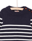 Midnight blue sweater with white stripes POJOPUL1 / 22W902D1PUL705