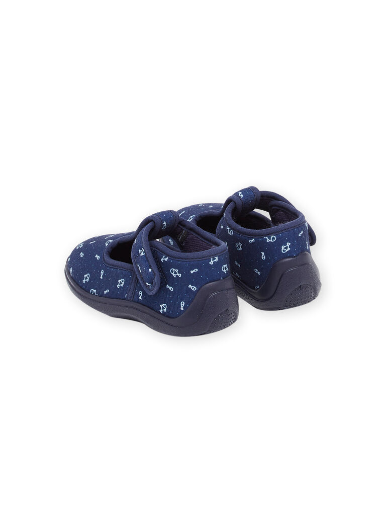 Navy blue slippers with fish print RUPANTSEA / 23KK3842D0A070