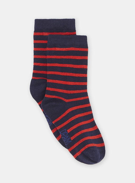 Boy's red striped socks SYUJOCHOR2 / 23WI10B5SOQ622