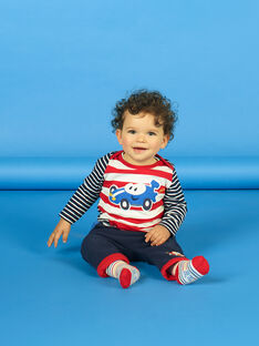 Red and white striped baby boy t-shirt LUHATEE2 / 21SG10X1TMLF517