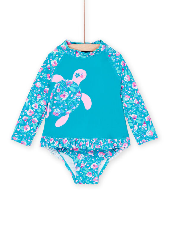Turquoise swimsuit with fancy print RYIENS / 23SI09R9MAIC217