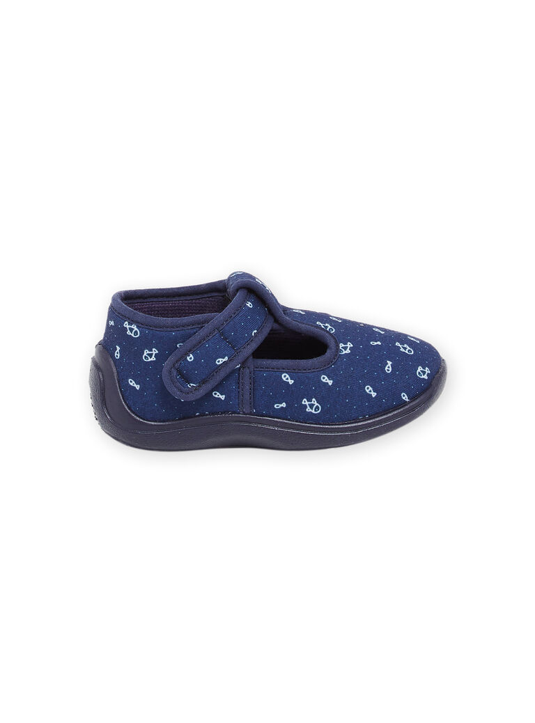 Navy blue slippers with fish print RUPANTSEA / 23KK3842D0A070