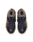 Child boy navy blue furry high top sneakers MOBASCHAUD / 21XK3681D3F070