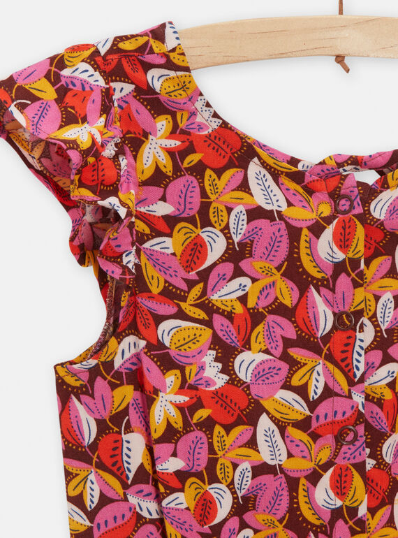 Pink jumpsuit with leaf print for girls TALICOMB / 24S901T1SAC816