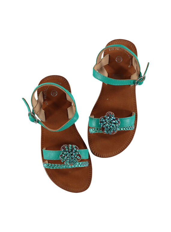 Smart leather and iridescent leather sandals FFSANDLO / 19SK35D6D0E202