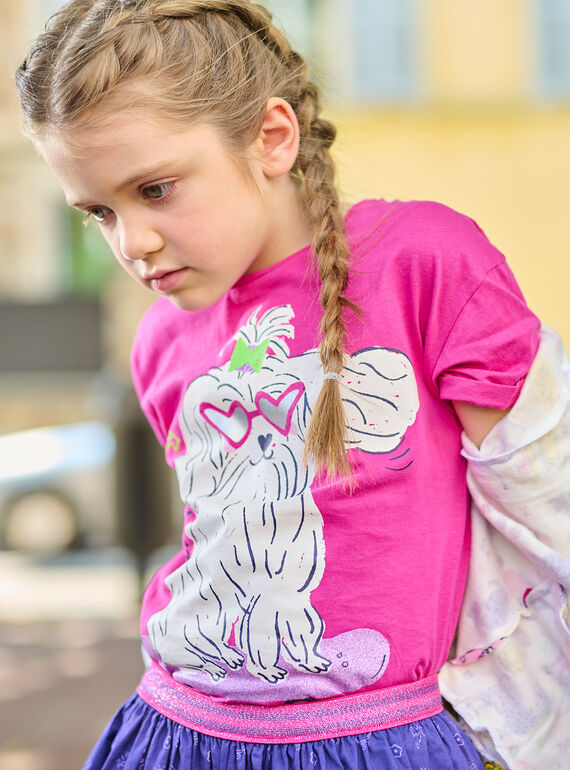 Fuchsia t-shirt with dog animation SALINTI1 / 23W901H2TEE304