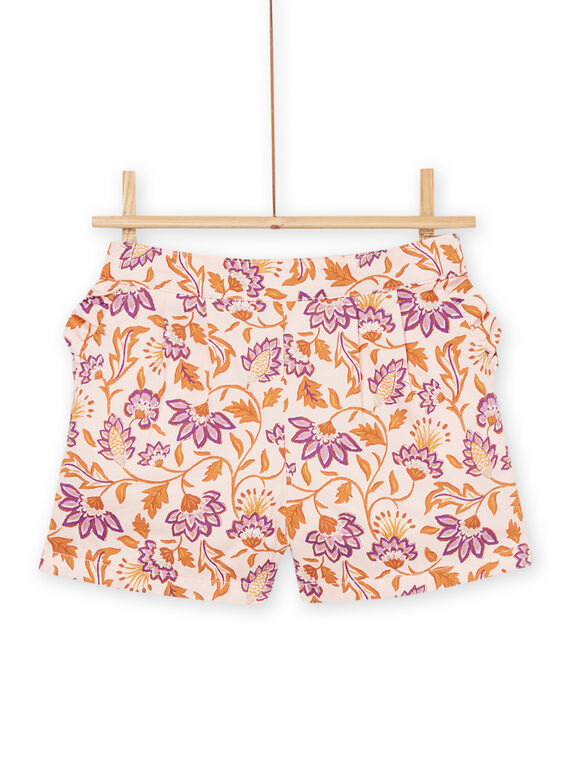 Pink shorts with exotic flowers print RASOSHORT / 23S90121SHOD322