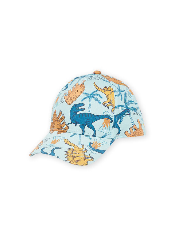 Celadon blue cap with dinosaurs and palm trees print RYOJOCHA8 / 23SI02C3CHA204