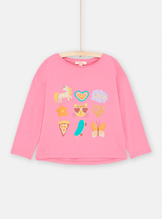 Girl's pink fantasy T-shirt SAVERTEE2 / 23W901J1TML030