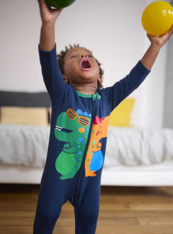 Baby boy midnight blue romper with dinosaur motifs SEGAGRECOOL / 23WH1444GREC205