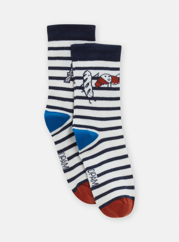 Boy's blue and white striped socks TYOPACHO / 24SI0221SOQ001