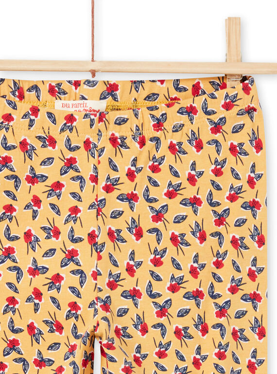 Baby girl floral print mustard leggings MYAMIXLEG1 / 21WI01J2CALB106