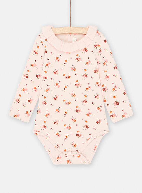 Baby girl pink bodysuit with floral print SIVERBOD / 23WG09J1BODD310