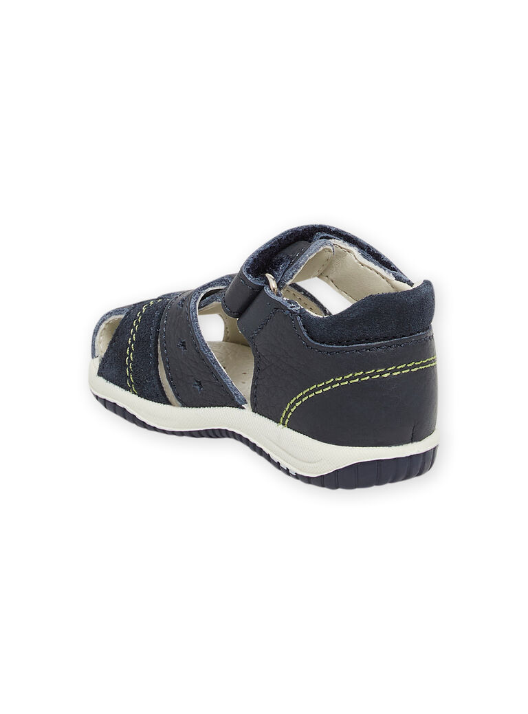 Navy blue leather sandals baby boy NUSANDILAN / 22KK3845D0E070