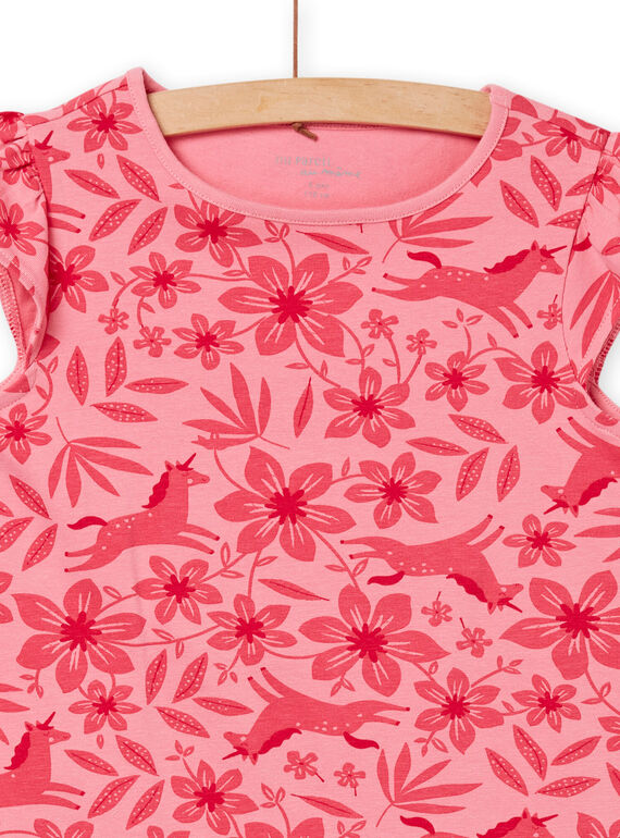Pink and floral unicorn print pajama set child girl NEFAPYJUNI / 22SH11H9PYJD305