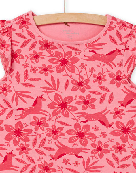Pink and floral unicorn print pajama set child girl NEFAPYJUNI / 22SH11H9PYJD305