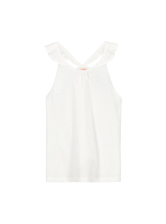 Girls' white cotton vest FAJODEB3 / 19S901G3D27000