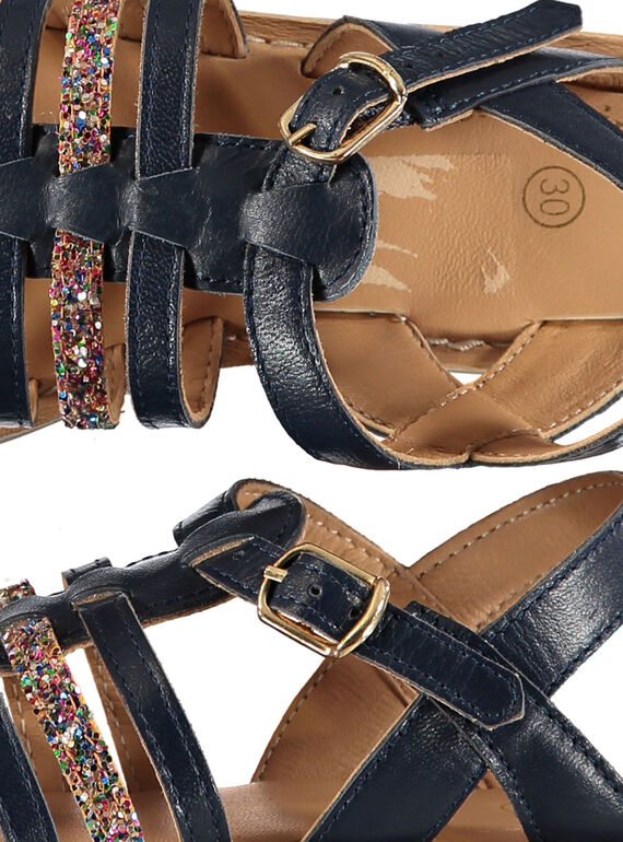 Girls' smart sandals in two fabrics FFSANDMEL / 19SK35K1D0E070