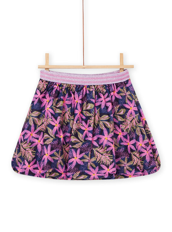 Reversible skirt with khaki floral print PAKAJUP / 22W901L1JUPC211
