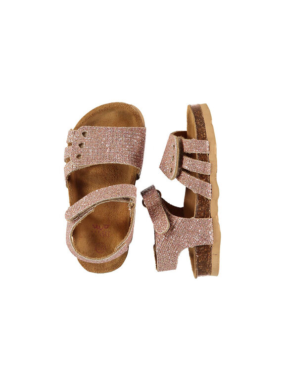 Baby girls' smart leather sandals FBFNUGOLD / 19SK37D3D0E954